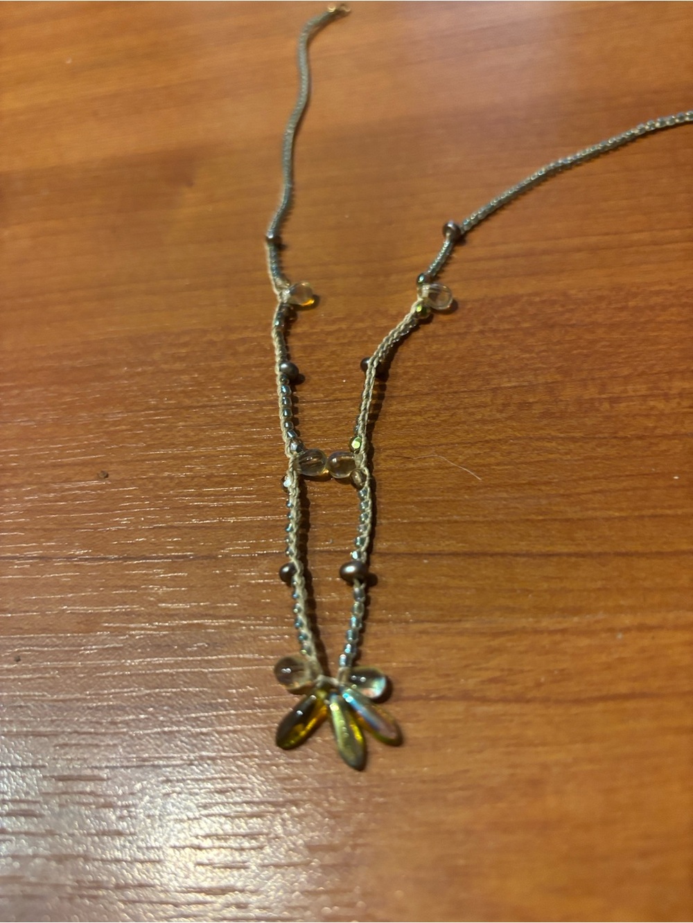 Holly Yashi 
Iridescent Green Bead Floral Accent Necklace - Women Jewelry